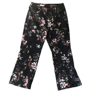 Pilcro Anthropologie Demilune Boot Floral Pants Sz 26 Black Multicolor MidRise